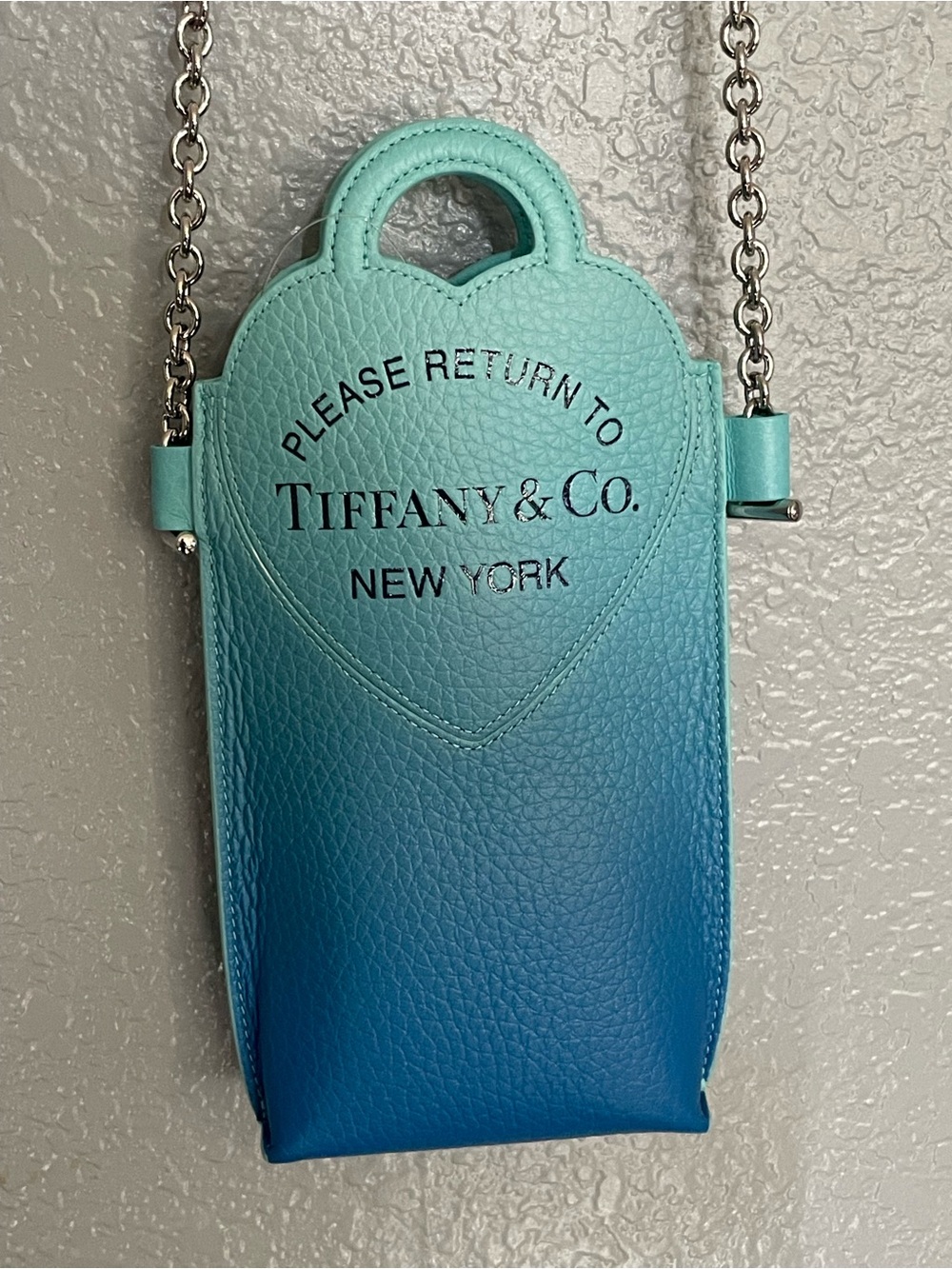 Tiffany & Co. Blue Gradient Leather Heart Phone Crossbody